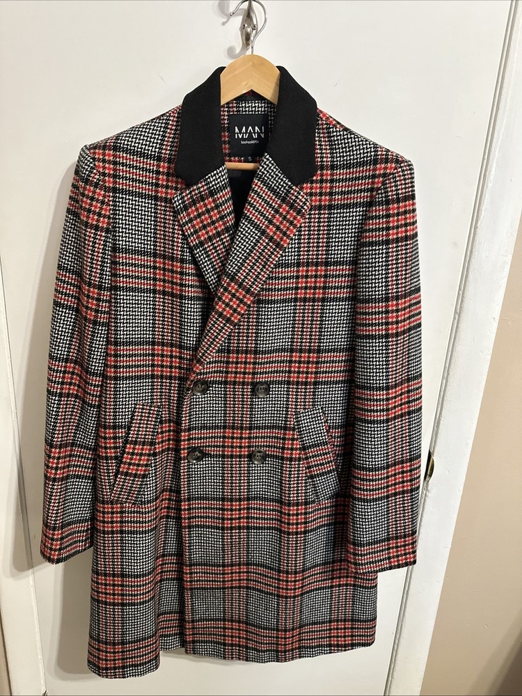 BoohooMAN Men's Double Breasted Overcoat