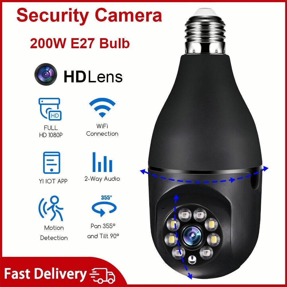 360° Wi-Fi IP Camera Light Bulb Wireless 1080P HD Security actual time Camera