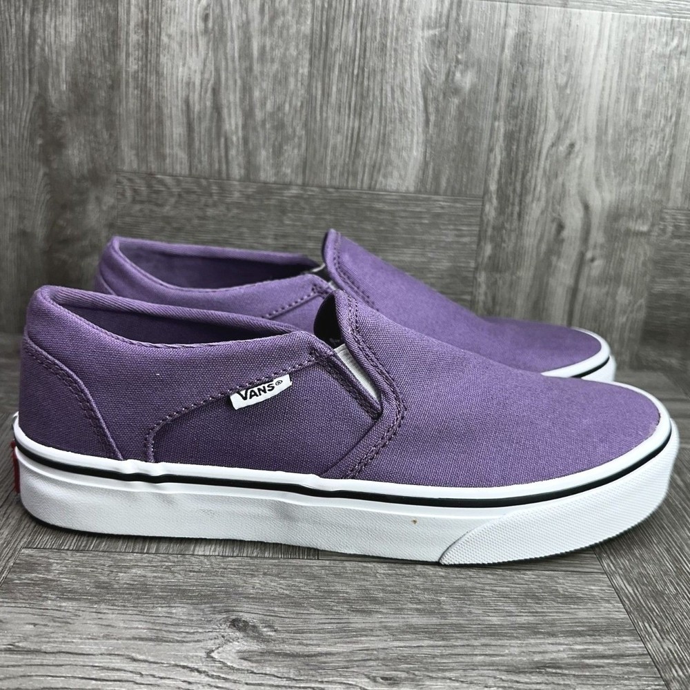 Vans Classic Slip-On Purple Canvas Skate Shoes Womens 7.5 Low Top Sneakers