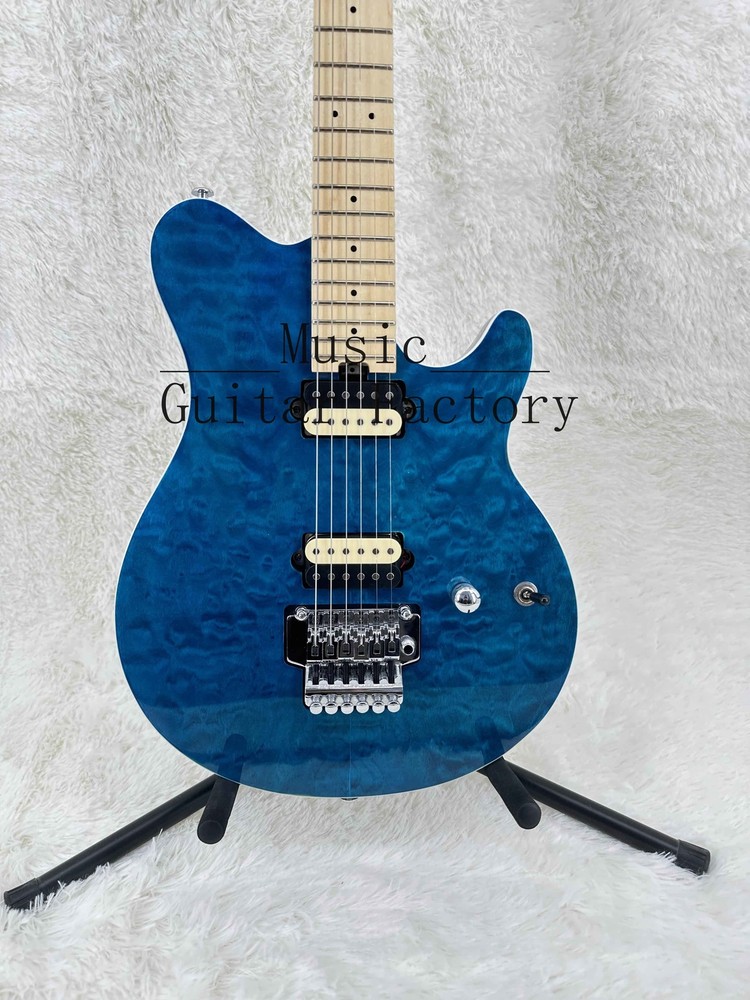 New Blue 6-Strings Electric Guitar Mahogany Maple Neck Two-color Pickups Spot