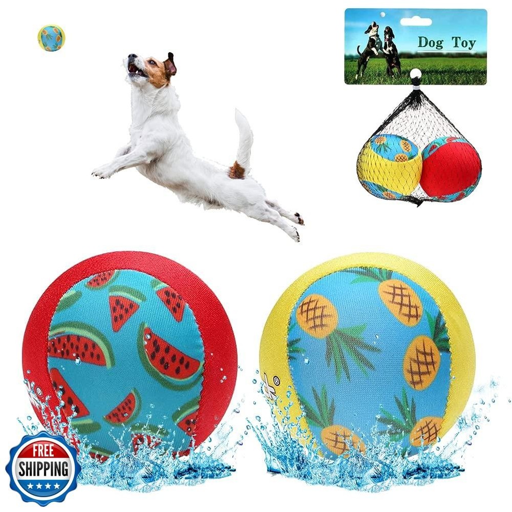 PUPTECK Floating Dog Pool Toys with 2 Bouncing Balls for Summer Swim Fun