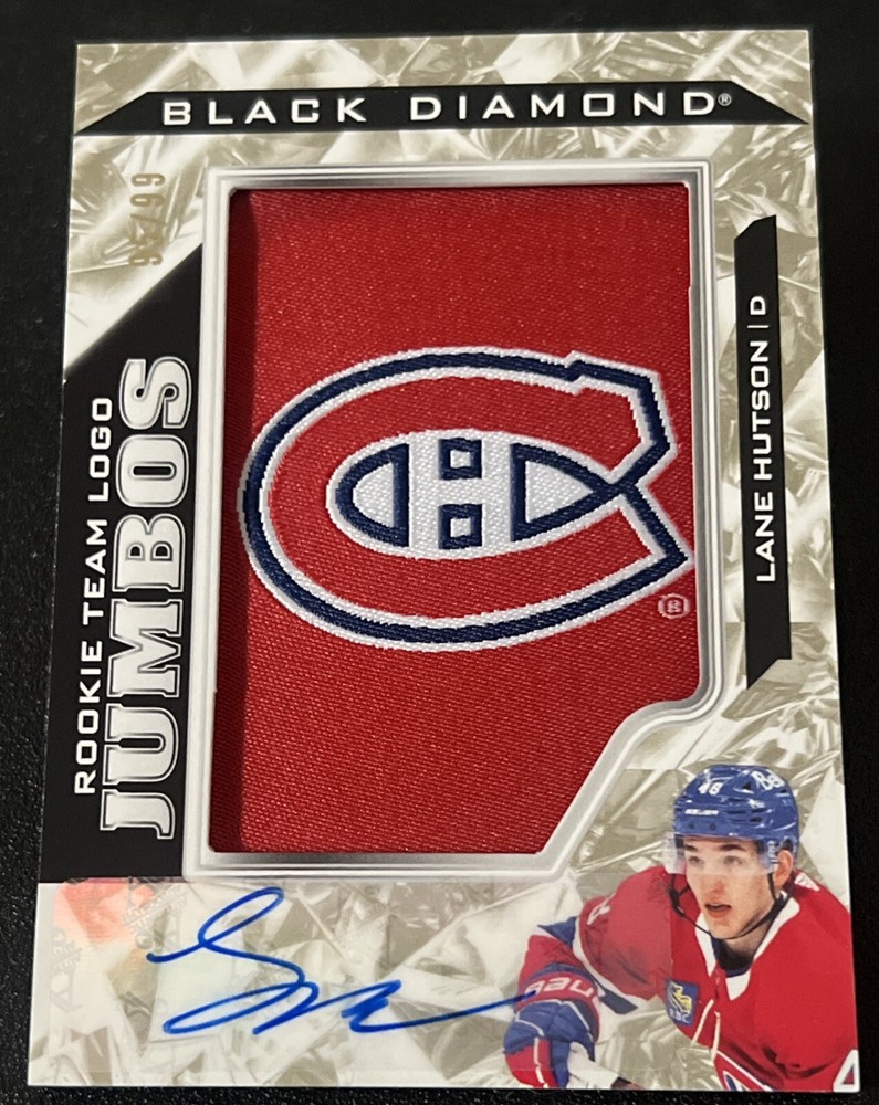 2024-25 UD Black Diamond Lane Hutson Rookie Team Logo Jumbos Auto #’d /99 Habs