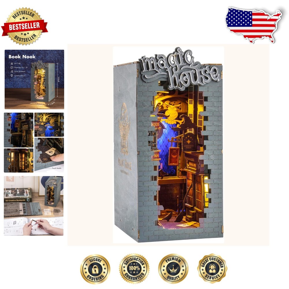 Exquisite DIY Miniature House Kit - Decorative Book Nook with LED Lighting