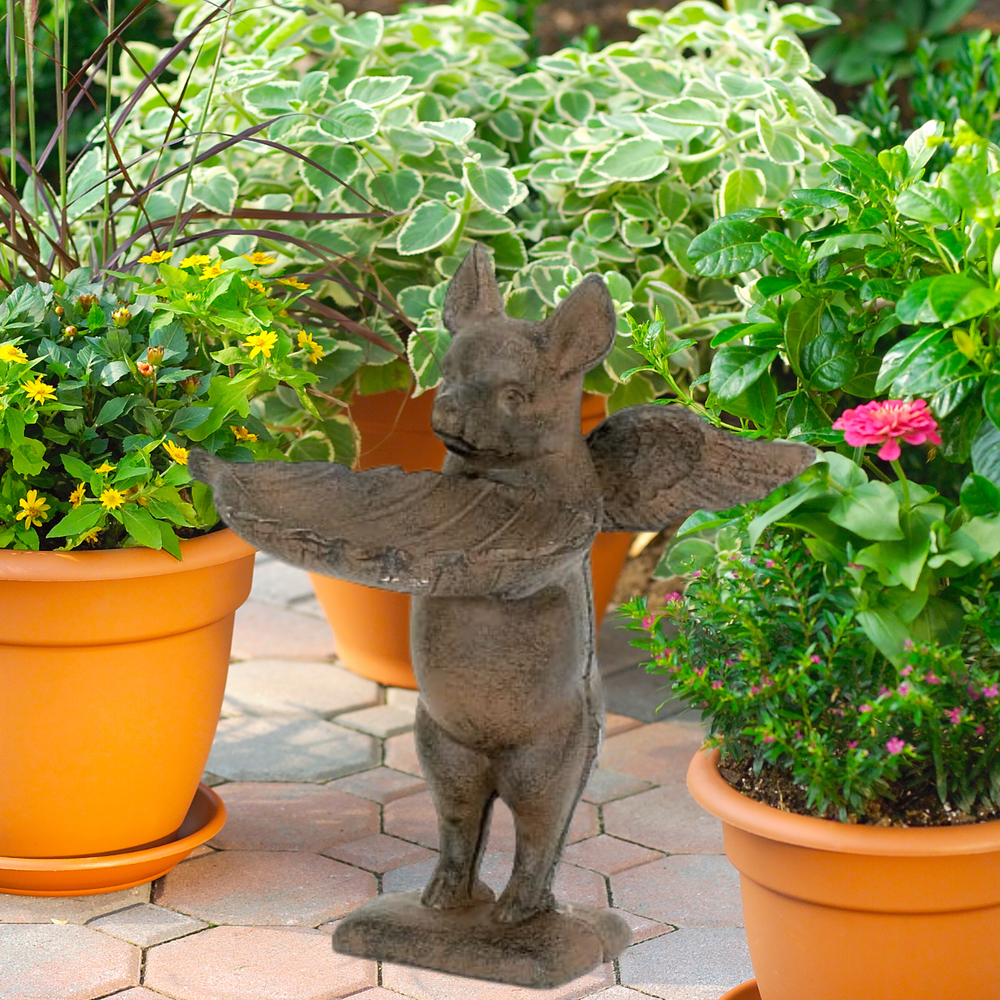 Vintage Cast Iron Pig Bird Feeder with Floral Accents