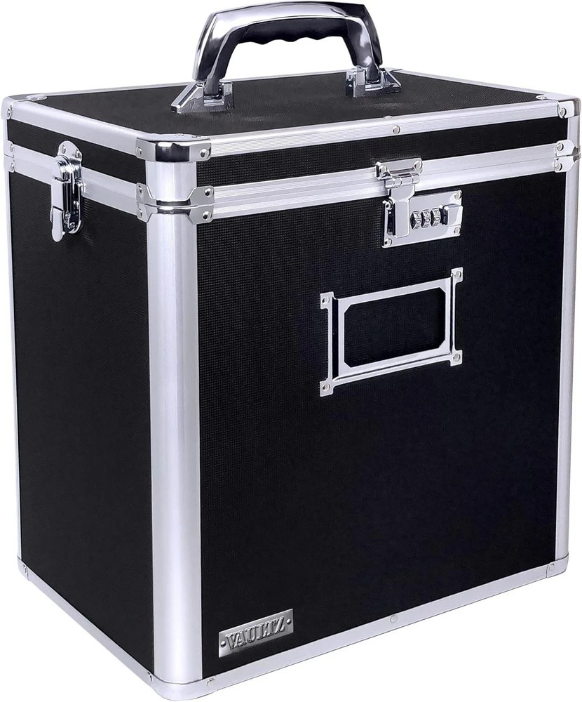 New Vaultz Locking Vinyl Record Storage Case Holds 50 LPs Black VZ00490 Free Shipping