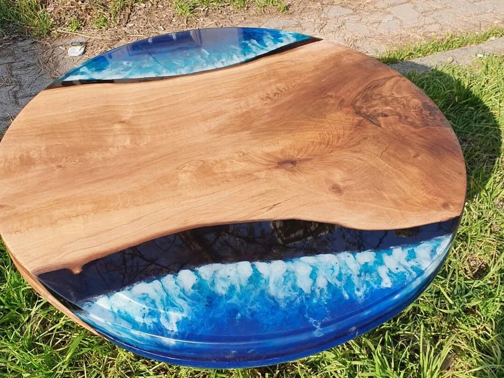 Round Coffee Table Epoxy Handmade Wooden Table For Home Decor Cyber Monday Gift-image