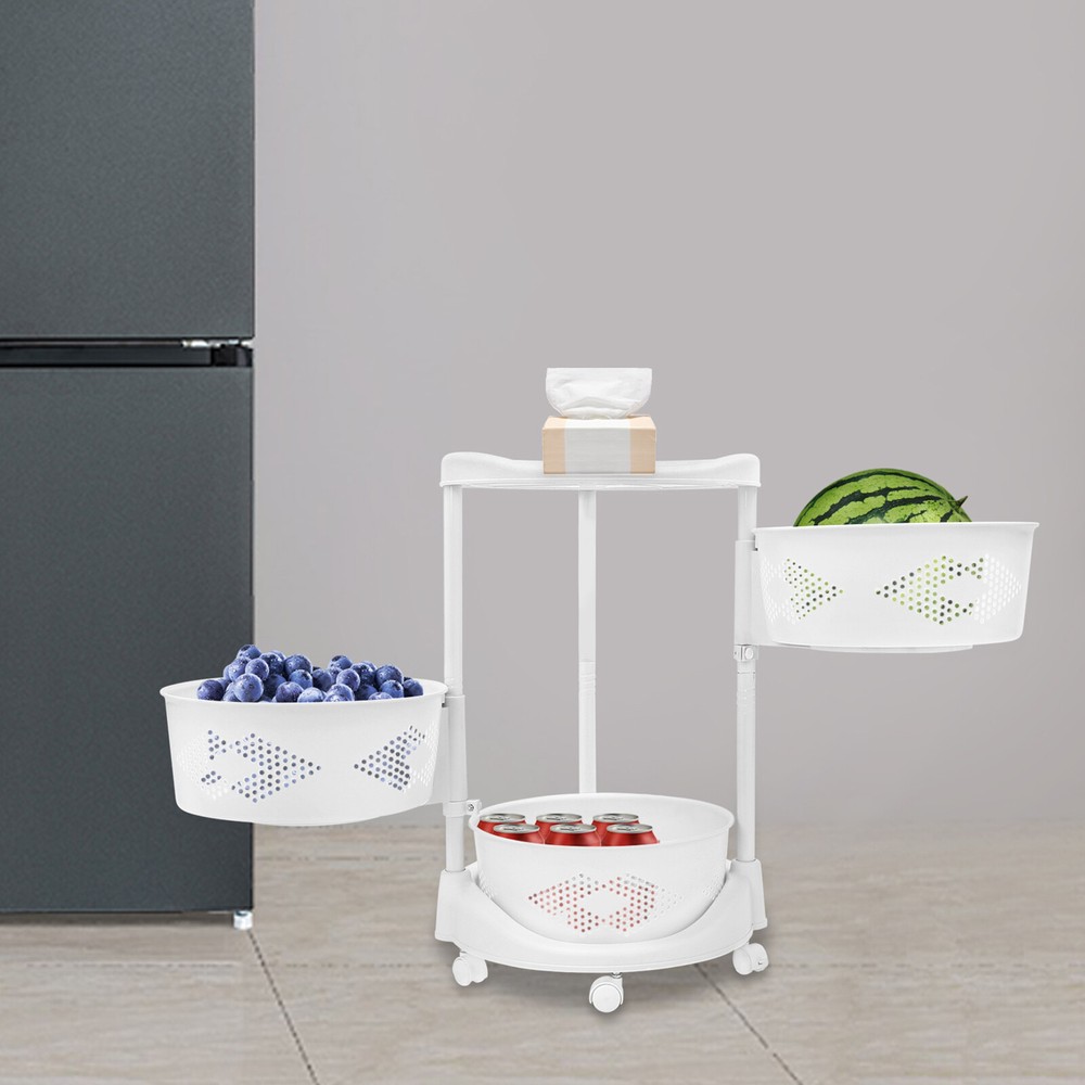 3-Tier Rotating Kitchen Cart for Fruits, Vegetables & Storage  