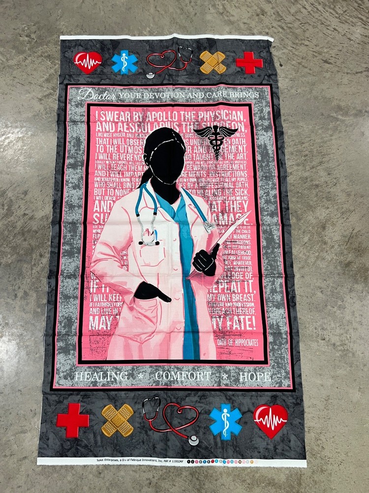 MISCUT Sykel Female Doctor 100% cotton fabric by the panel 24 x 44 #1195DRF