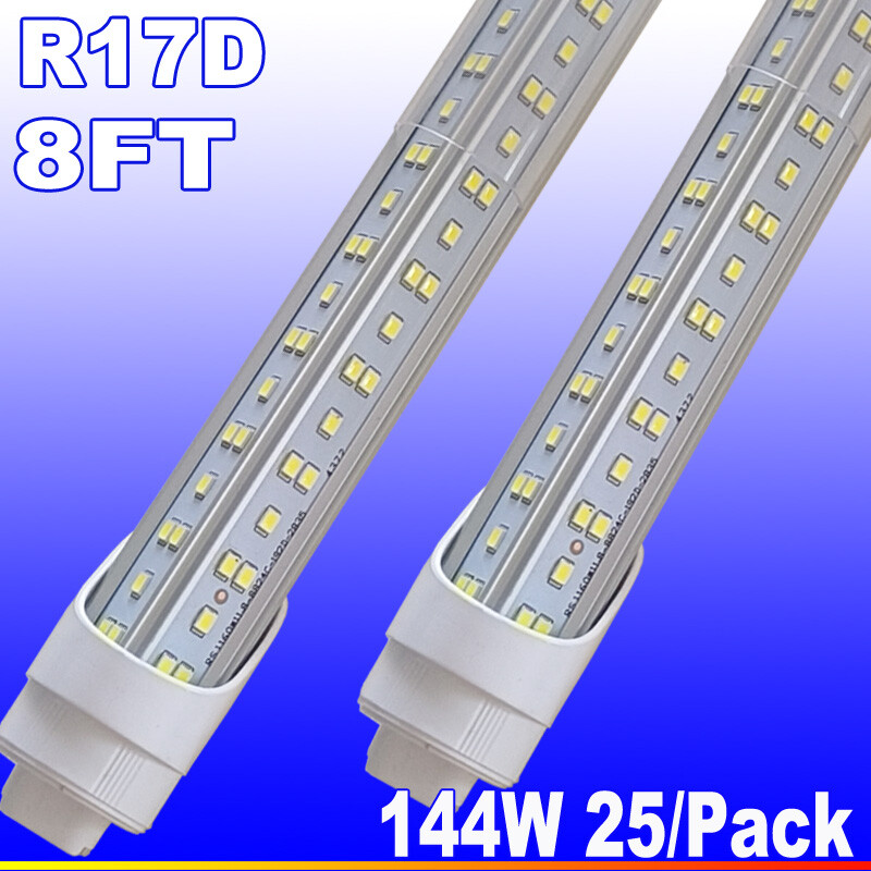 25Pack 8 FOOT Led Shop Light 144W HO T8 Rotatable Base 8Ft R17D Led Tube Light