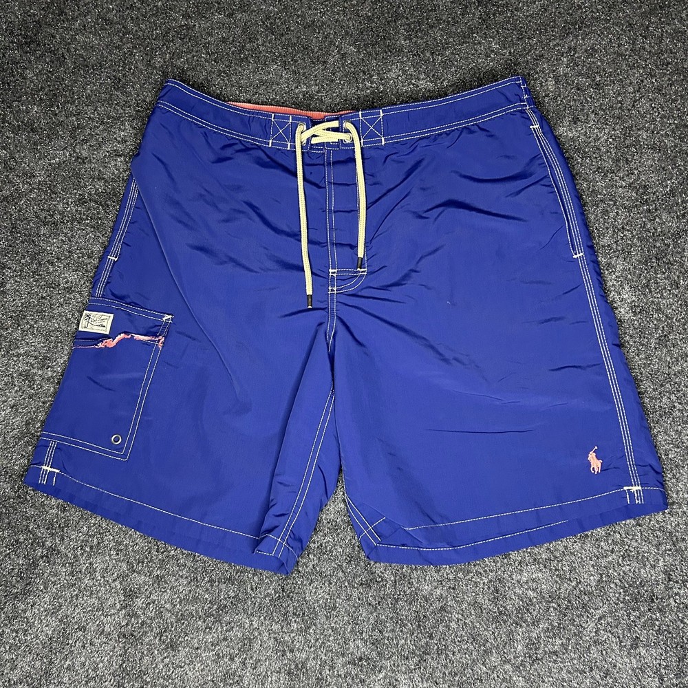 Polo Ralph Lauren Board Shorts Mens Large L Blue Pink Pony Logo