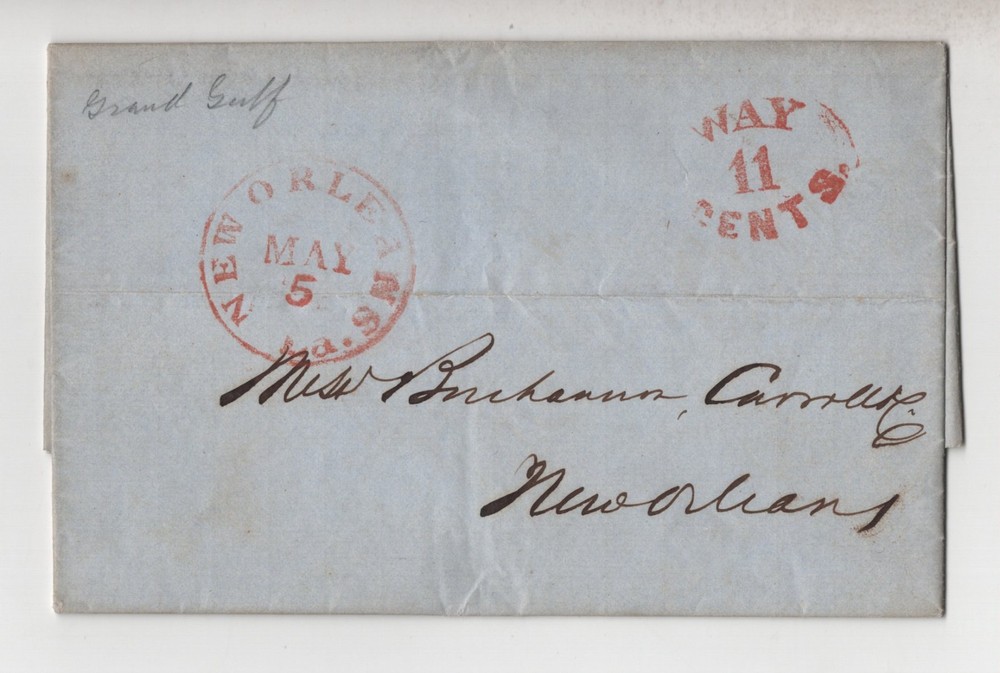 US 1837 NEW ORLEANS GRAND BLUFF WAY 11 CENTS WATERWAY AGENT STAMPLESS COVER