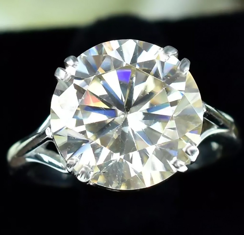 3.50 Ct Certified Treated Off White Diamond Solitaire Ring In 925 Silver