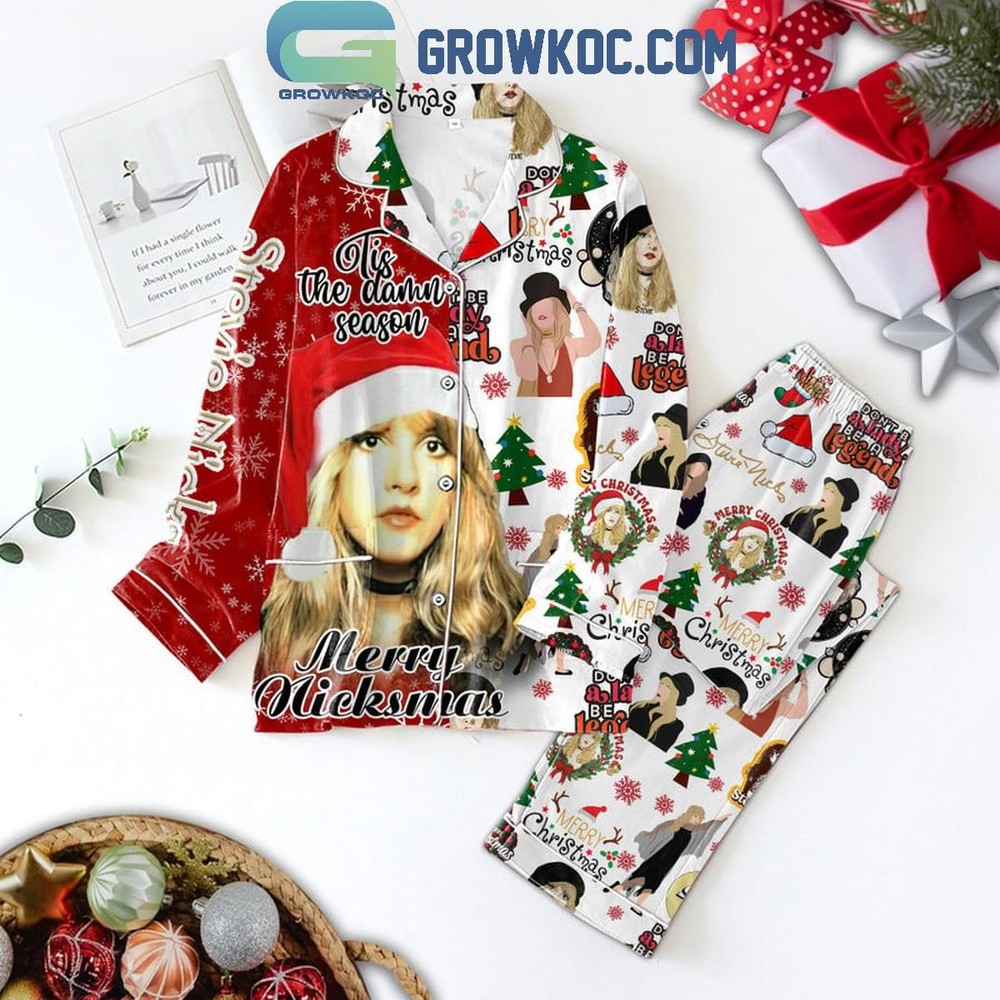 Stevie Nicks Merry Nickmas Christmas Polyester Pajama Set for Women