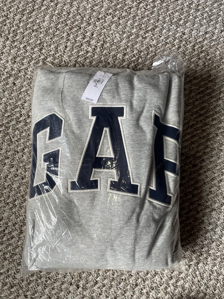GAP Vintage Soft Arch Logo Hoodie in Light Heather Grey XL Tall NWT