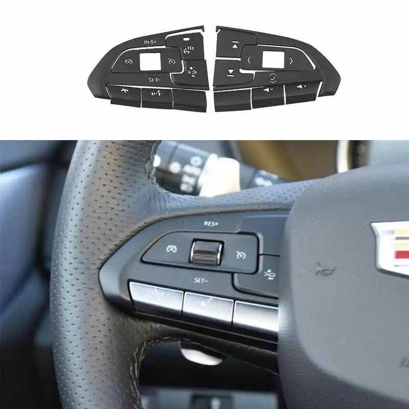 Black For Cadillac CT4 Aluminum 2020-2024 Trim Steering Wheel Button Cover 14PCS