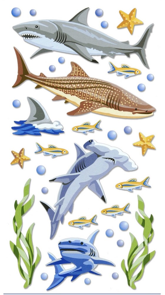 Shark Ocean Sea Life Stickers Papercraft Planner Party Supply Teacher Cards