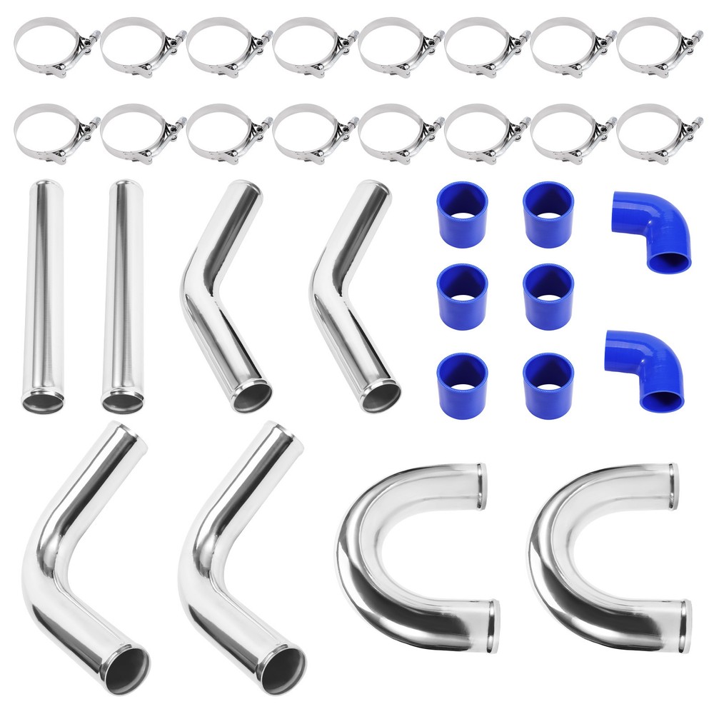 18-Inch 64mm Aluminum Turbo Intercooler Piping Kit with Elbow Hose
