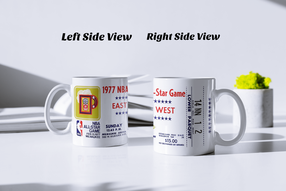 1977 NBA All Star Game Milwaukee Bucks Printed Ticket Coffee Mug 11oz New