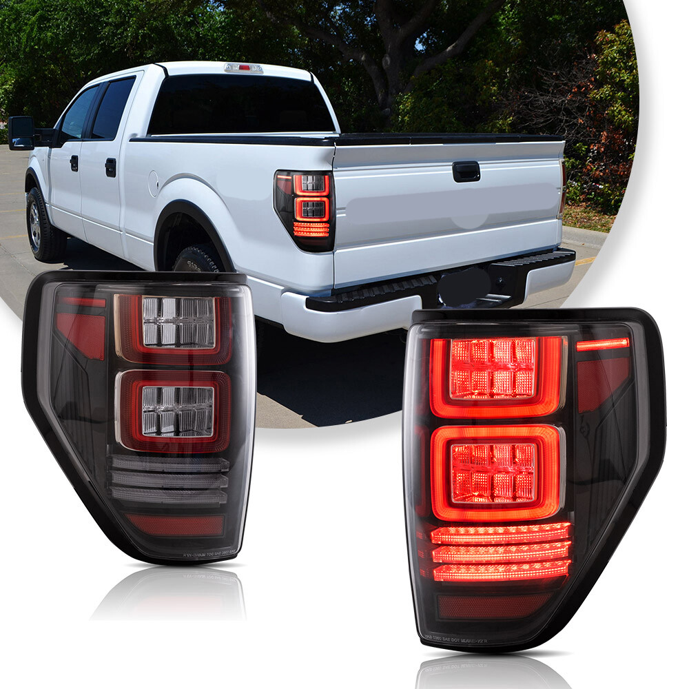 VLAND For 09-2014 Ford F150 Pickup Truck Clear LED Tail Lights Rear Brake Lamps