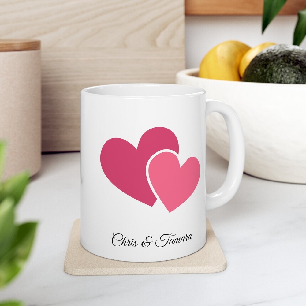 Personalized Two Hearts Coffee Mug 11oz