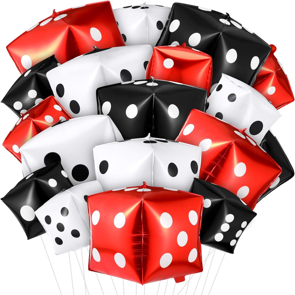 18 Pcs Jumbo Dice Balloon Casino Theme Party Decoration 4D Square Inflatable Dic
