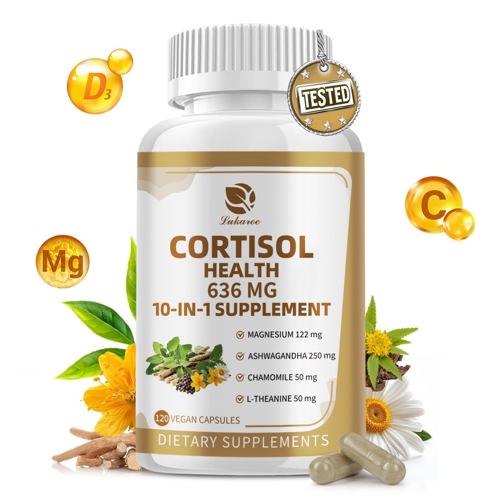 120 Pills Cortisol Supplement Magnesium Ashwagandha L-theanine Relieve Stress