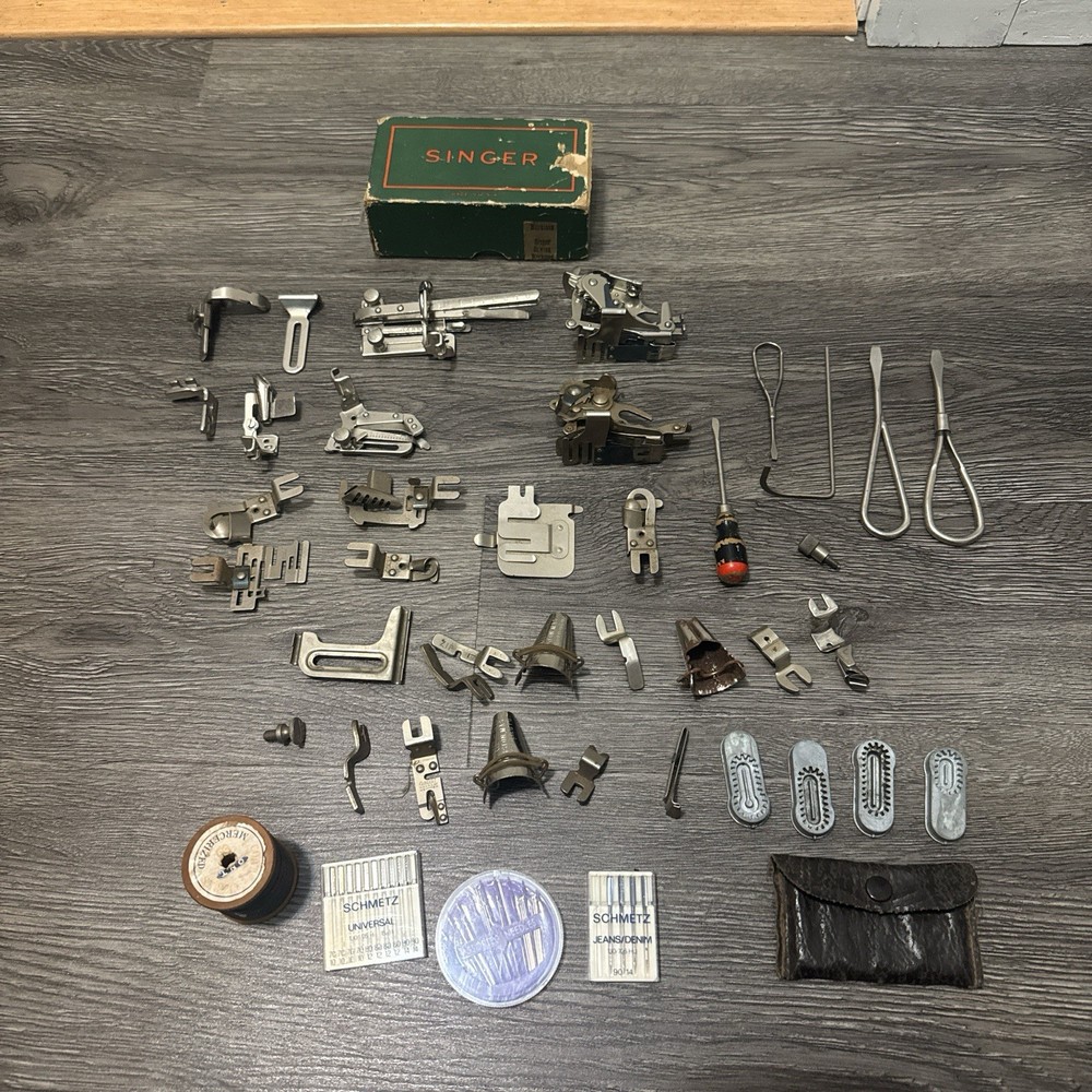 HUGE LOT OF VINTAGE SINGER/Greist Etc SEWING MACHINE ATTACHMENTS +PARTS