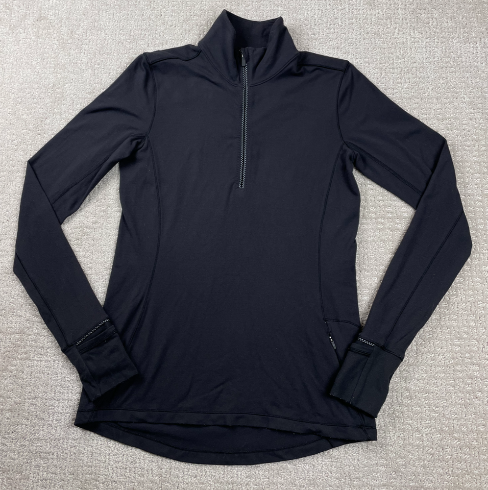 Lululemon Pullover Womens Size 4 Black 1/2 Zip Running Gym Performance Stretch