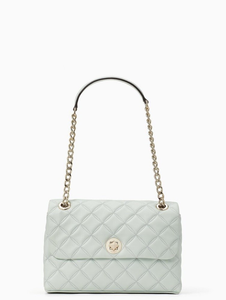 KATE SPADE NATALIA MEDIUM FLAP CROSSBODY SHOULDER CRYSTAL BLUE LEATHER BAG