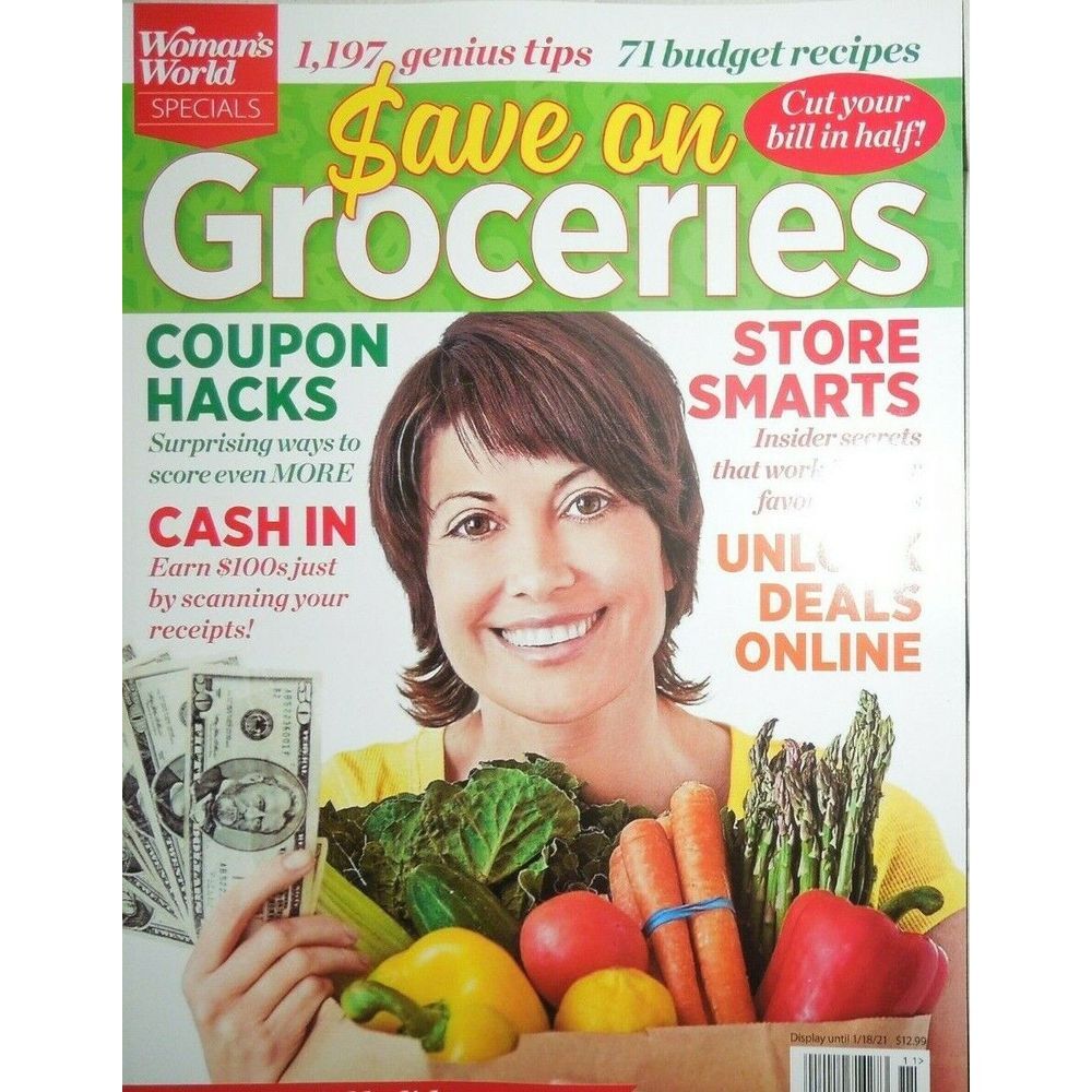 SAVE ON GROCERIES womans world 71 BUDGET RECIPES coupon hacks SPECIAL HOLIDAY-image