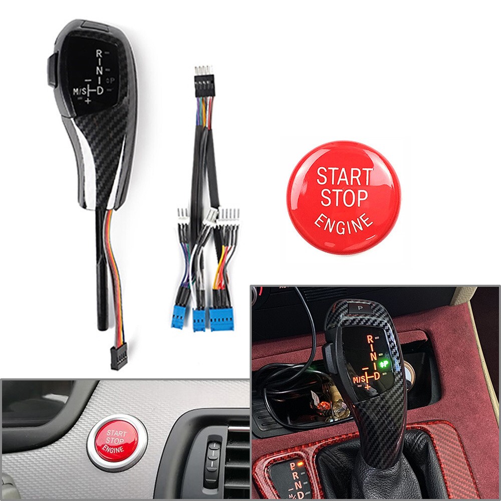 Automatic LED Gear Shift Knob & Start Stop Button Cover For BMW 3 5 7 Series X3