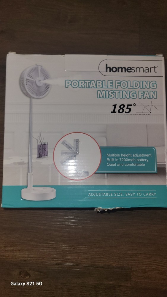 Portable Folding Misting Fan - Homesmart- 8.11×8.11×41.73 Inches- Brand New