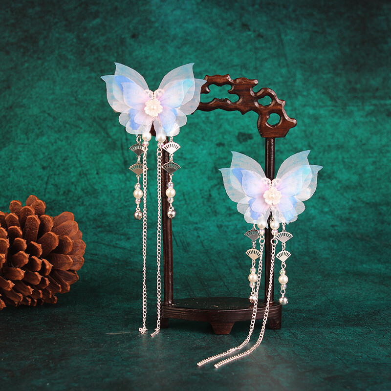 Chinese Traditional Hanfu Butterfly Tassel Hairpin for Cosplay