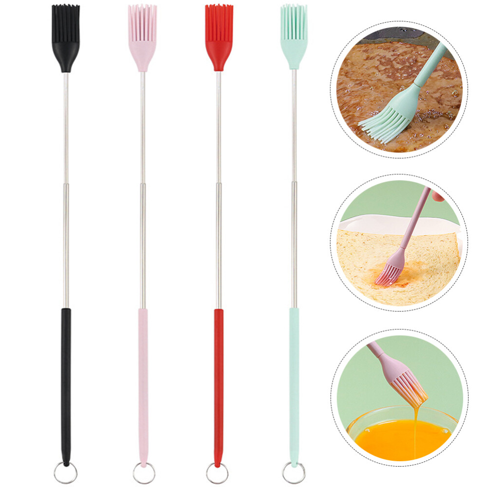 4 Pcs Baking Mat Silicon Spatula Silicone Sauce Brush Retractable