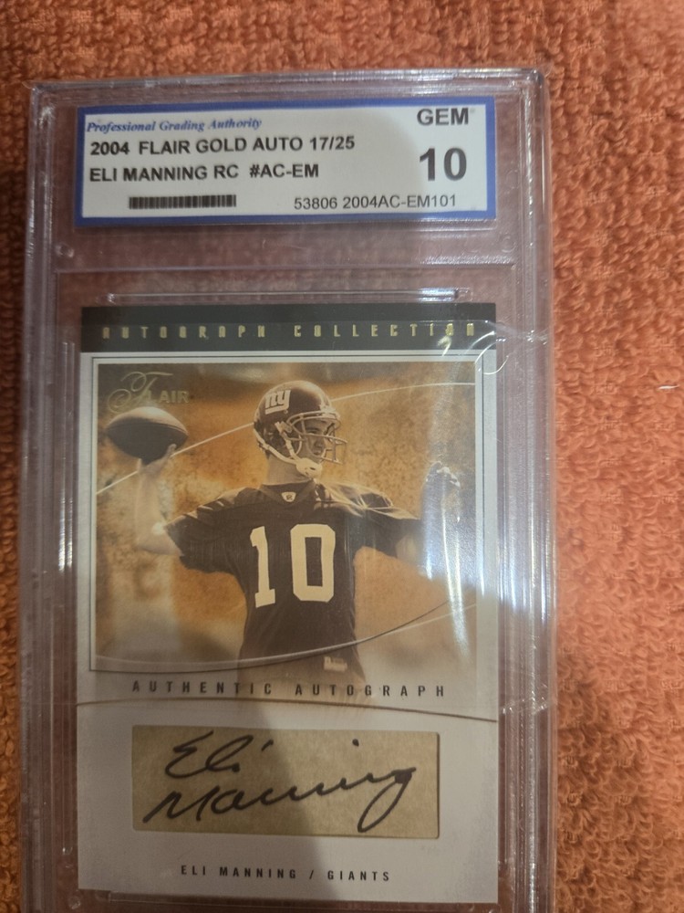 2004 Flair Autograph Collection Gold Parchment Eli Manning RC Auto /25 Gem 10