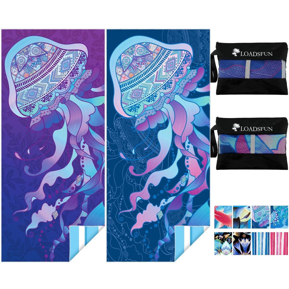 2 Pack Oversized Microfiber Beach Towels 72x32 Quick Dry Lightweight