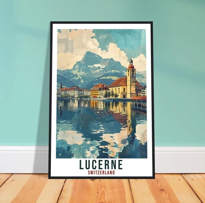 Lucerne Travel Print Swiss Wall Art for Home Living Décor