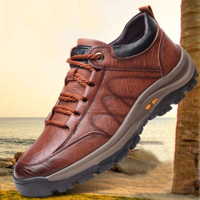 Men's Waterproof Leather Winter Boots with Warm Fur Lining for Snow & Outdoor Wear