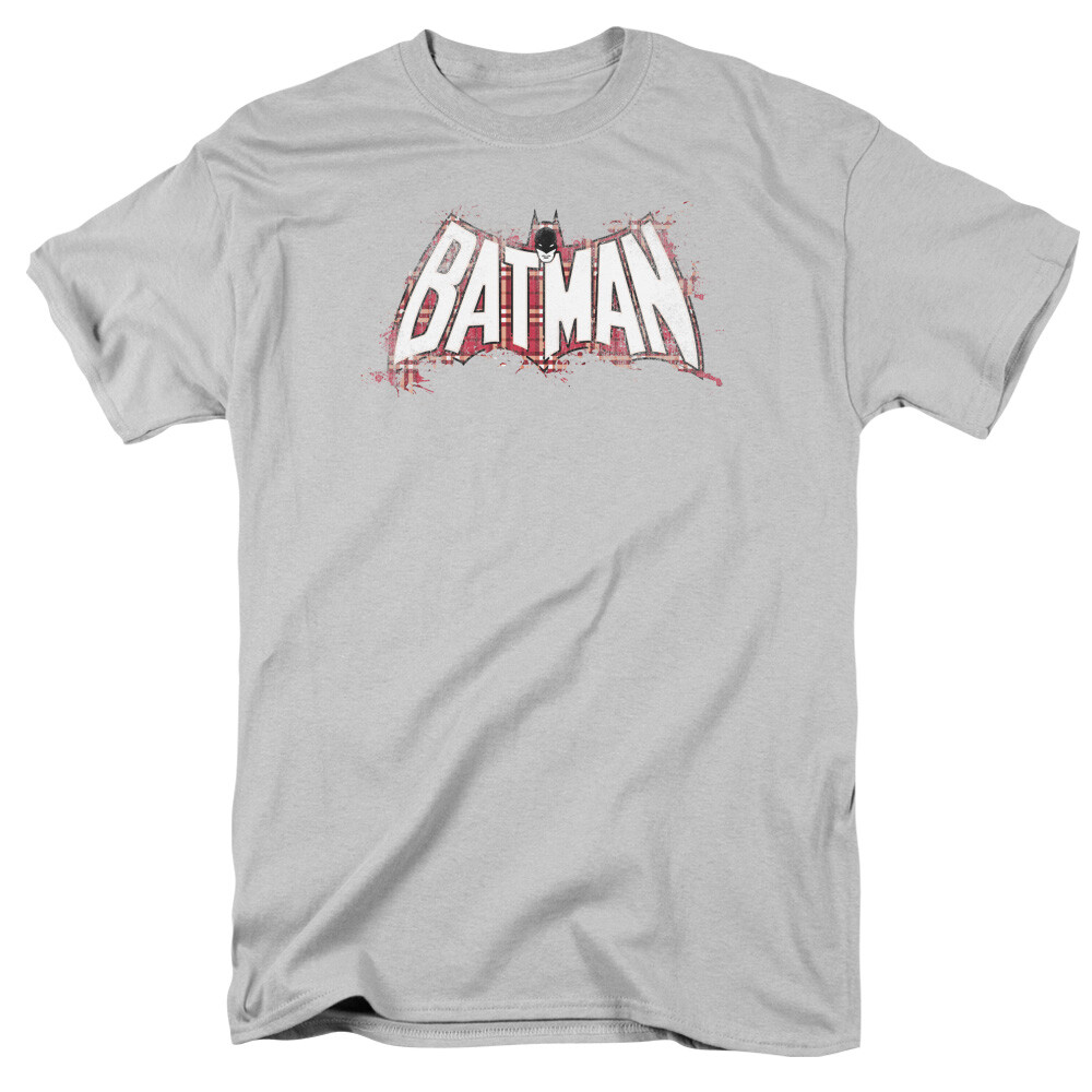 Batman Plaid Splat Logo DC Comics Licensed Adult T-Shirt