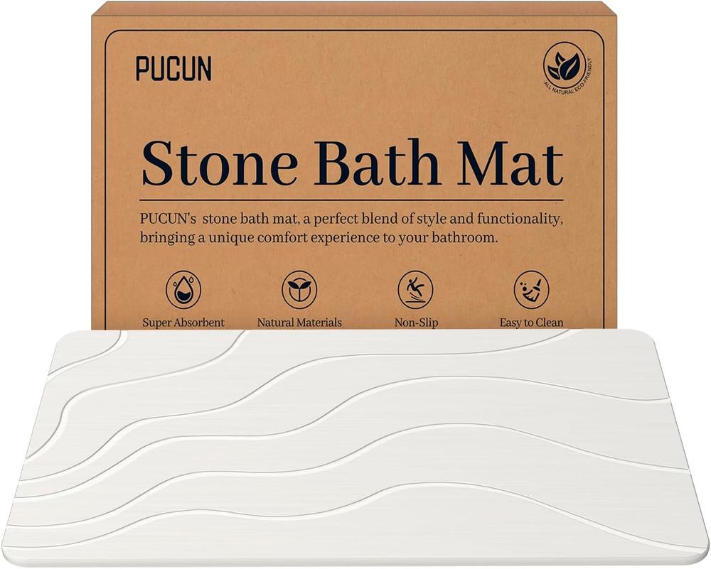 Stone Bath Mat Diatomaceous Earth Non-Slip Shower Mat,Quick Drying Diatomite Bat