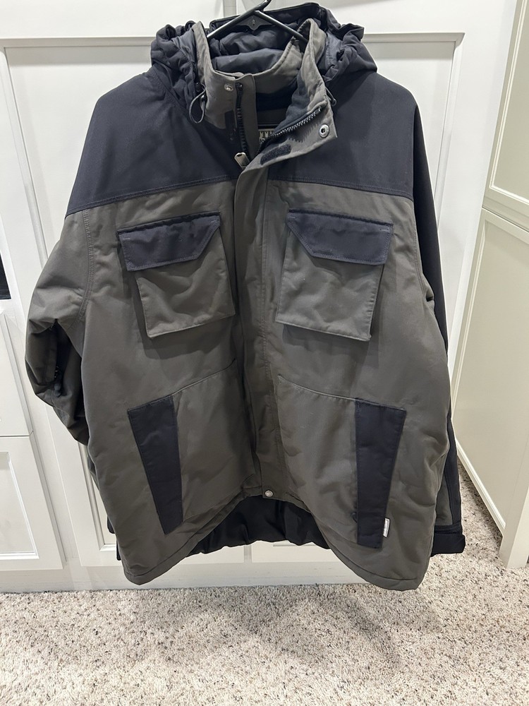 Duluth Trading Jacket Mens XLTall Hooded Insulated Workwear Utility Pockets Coat