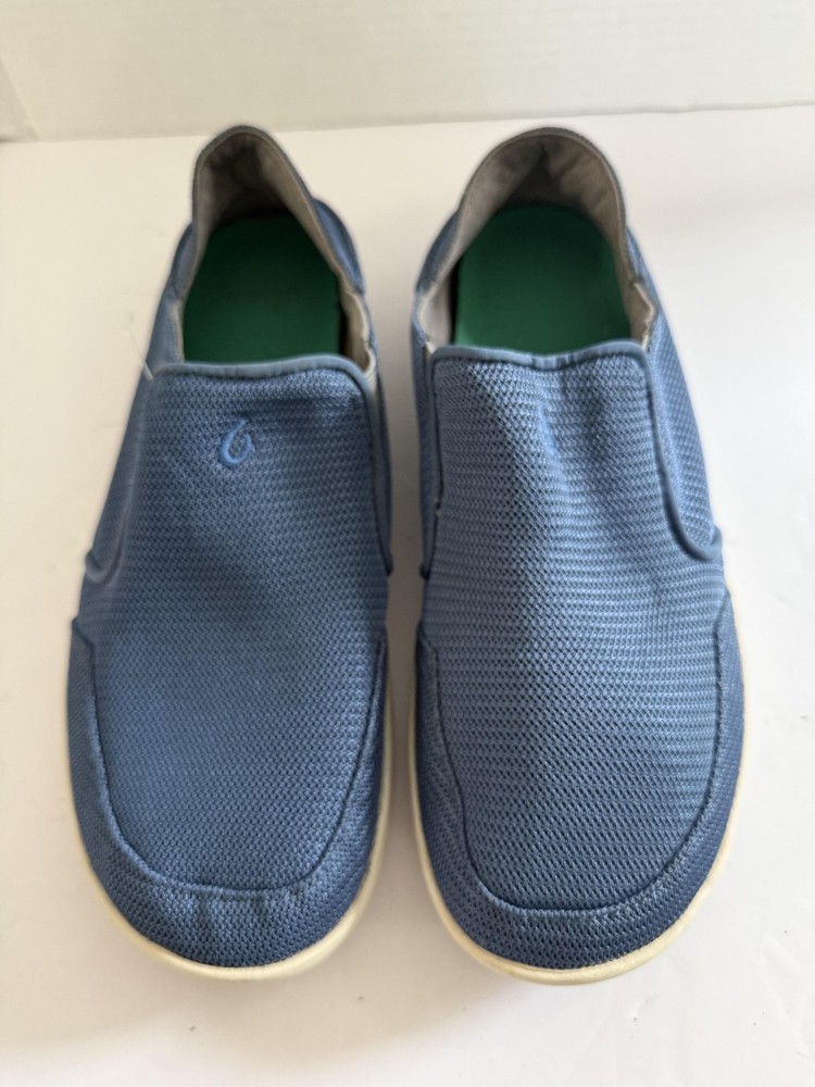 OluKai Slip-On Slippers Mens Size 9 Blue Fabric Comfort House Shoe Casual