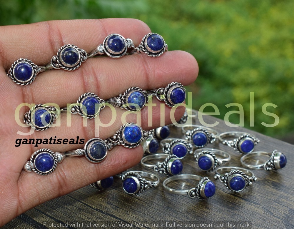 Christmas Sale ! Lapis Lazuli Gemstone Ring 10pc Wholesale Lot 925 Silver Plated