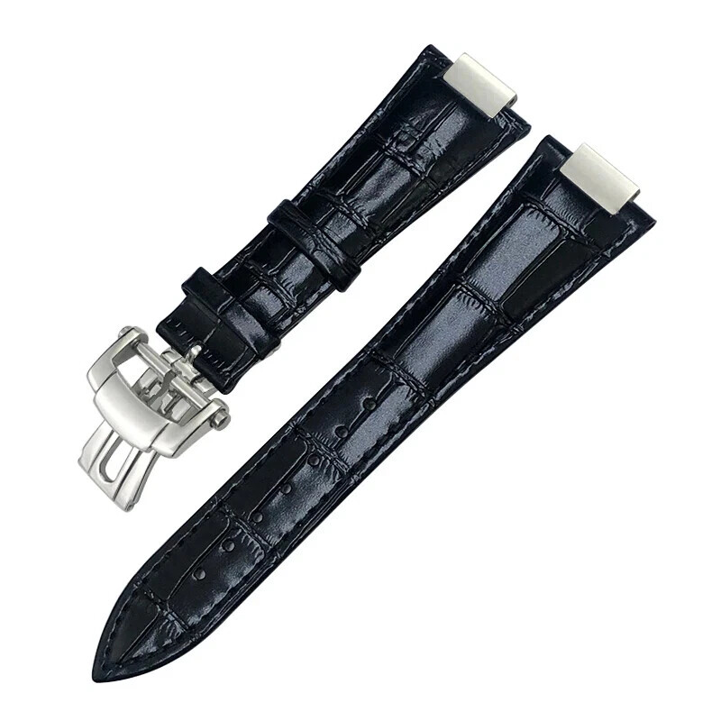 Patek Philippe 5711 5712 Nautilus 25mm Leather Watch Strap with Folding Buckle