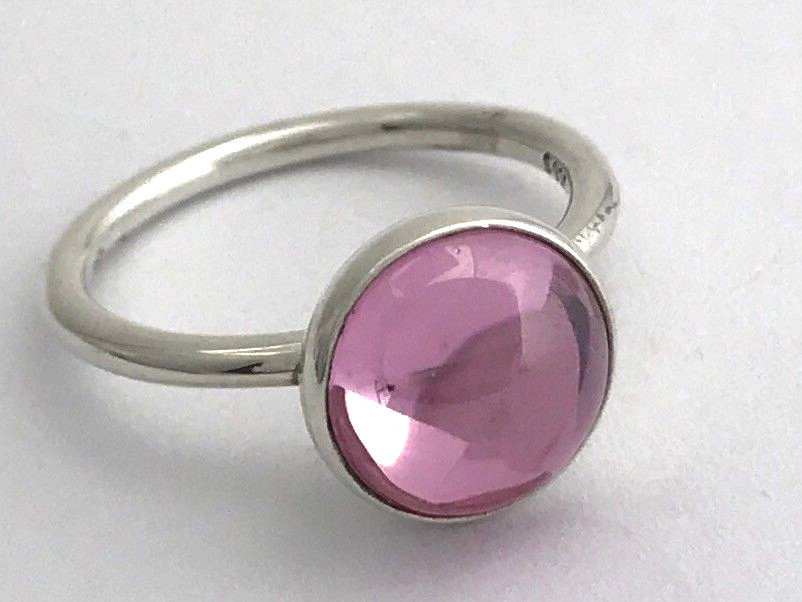 Authentic PANDORA Poetic Droplet Pink CZ Ring 190982PCZ-56 Sz 7.5 New