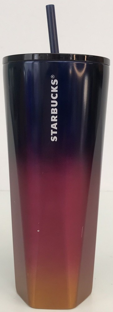 Starbucks OMBRE Purple Red Orange Tumbler Cup With Lid & Straw