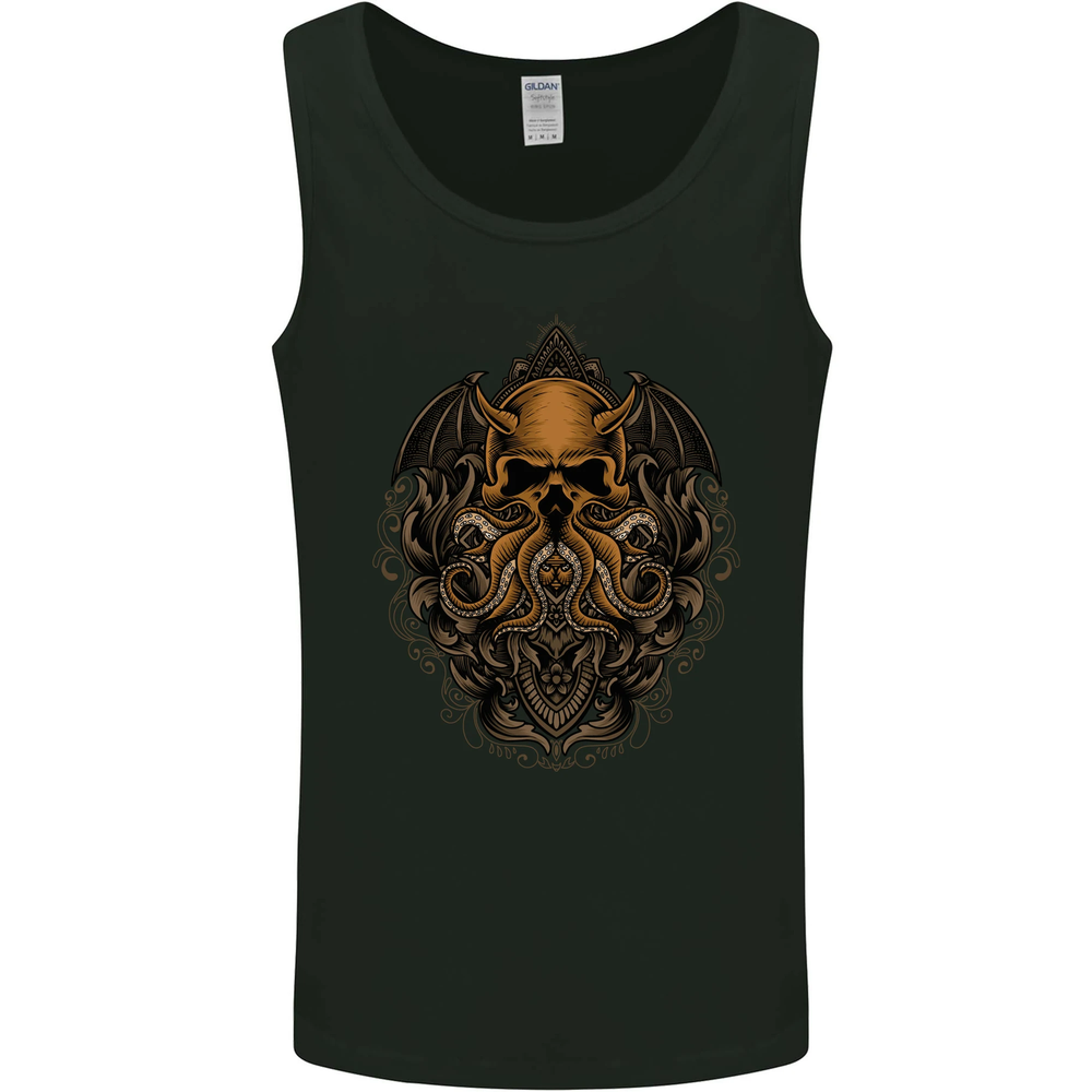 Cthulhu Octopus Kraken Devil Skull Demon Mens Vest Tank Top