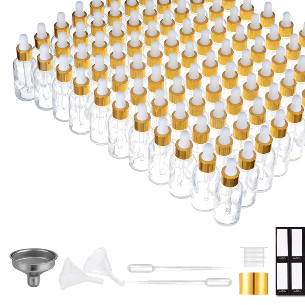 Complete Set of 99 Clear Glass Tincture Bottles with Pipettes & Funnels - 30ml
