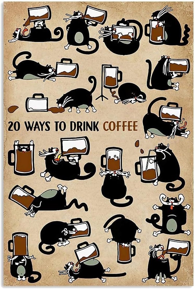 Vintage Coffee Knowledge Metal Sign with 20 Ways To Drink Coffee Tin Poster for Cafe Decor