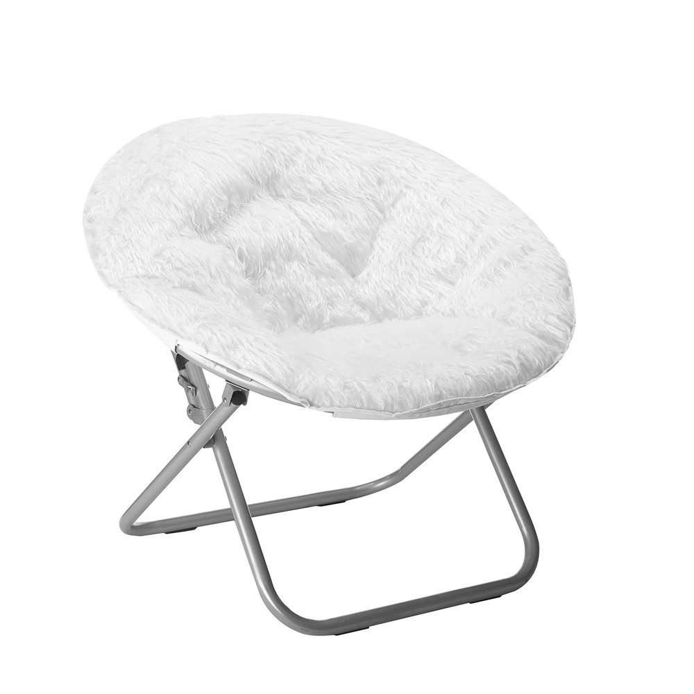 Urban Mongolian Faux Fur Saucer Chair in Soft Off White